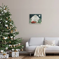 Stupell Industries Nighttime Christmas Barn Farm Canvas Wall Art
