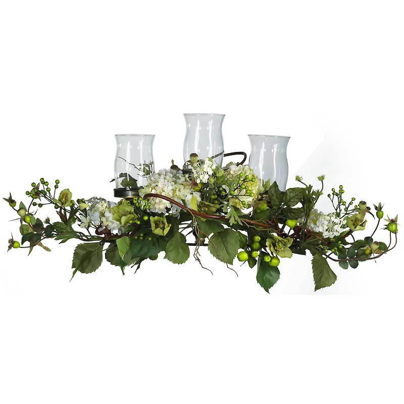 12.5" Hydrangea Triple Candelabrum Centerpiece