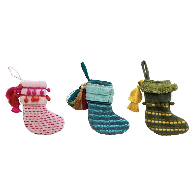 Hello Honey® Cotton Velvet Stocking Ornaments Set
