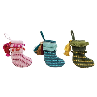 Hello Honey® Cotton Velvet Stocking Ornaments Set