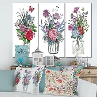 Designart - Bouquets of Wildflowers In Transparent Vases I