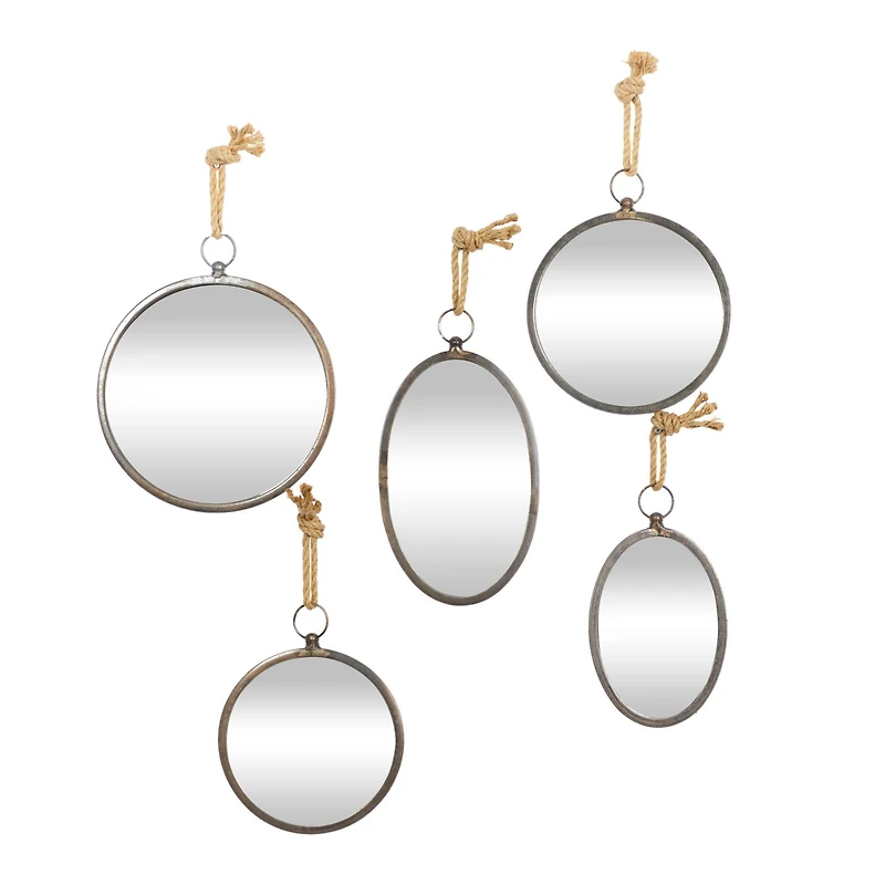 Gray Metal Glam Hanging Wall Mirrors, 5ct.