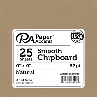 PA Paper™ Accents Natural 6" x 6" 52pt. Chipboard, 25 Pieces