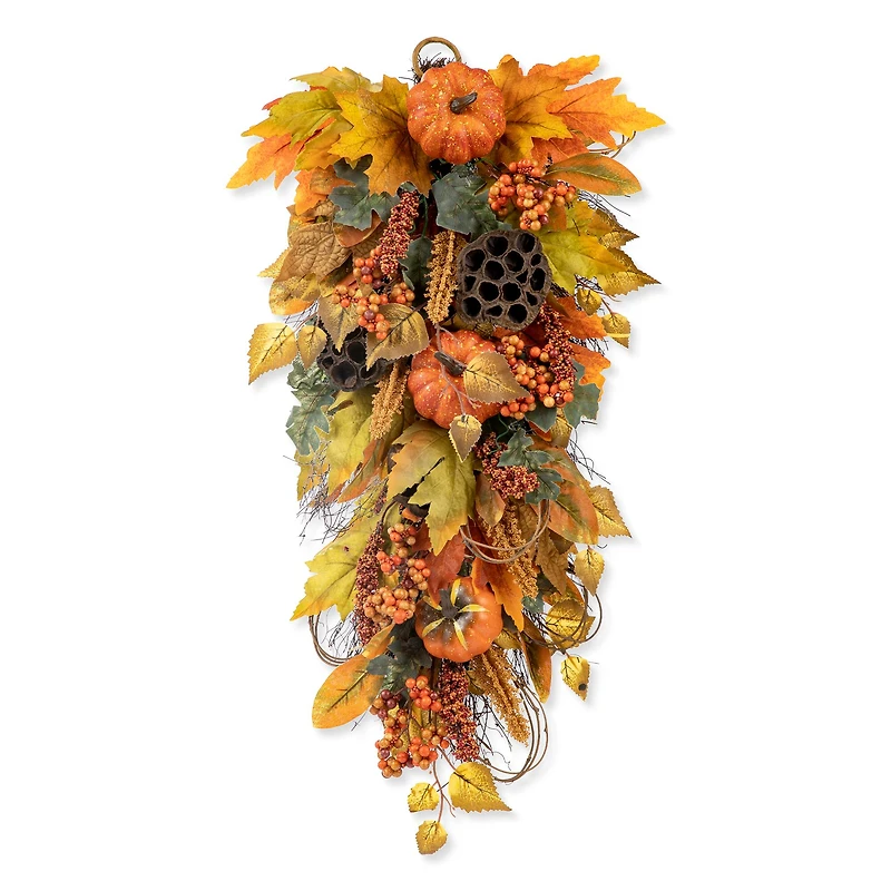 Glitzhome® 25" Fall Pumpkin Leaf Swag