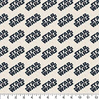 Star Wars™ Logo & Tiny Dots on Cream Cotton Fabric