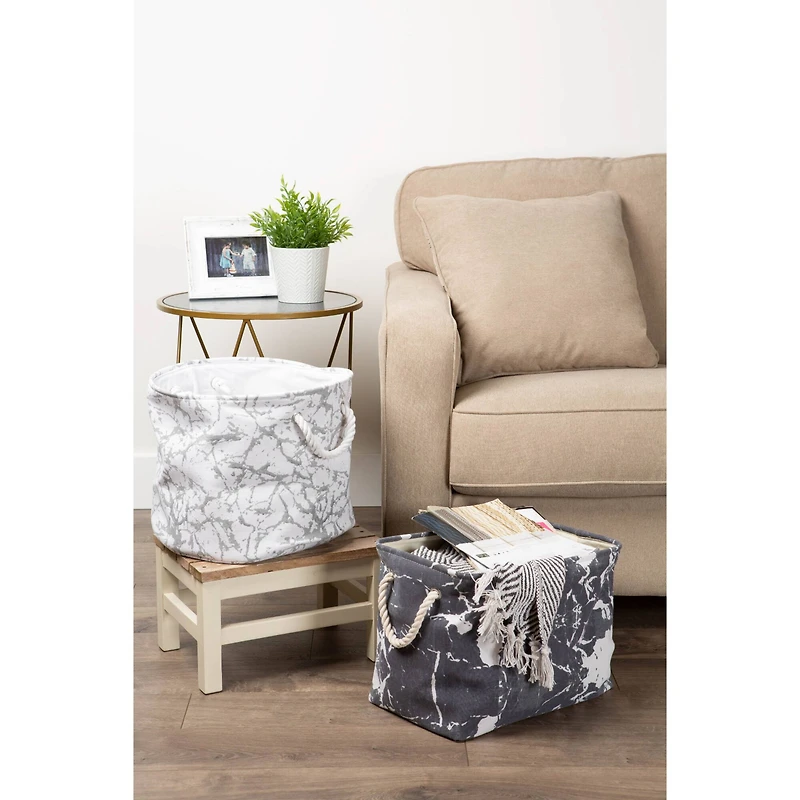 DII® Medium Round Marble Black Polyester Bin