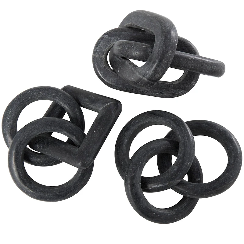 Interlocking Modern Chain Link Marble Sculpture Set