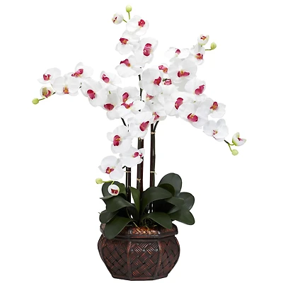 2.5ft. Moth Orchid Silk Flower Arrangement in Decorative Vase