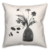 Monochromatic Floral III 18" x 18" Throw Pillow
