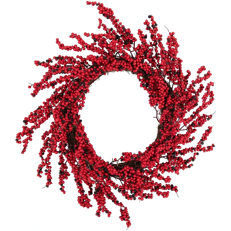22" Red & Brown Berry Christmas Wreath