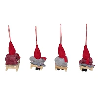 Holiday Kids on Sleds Christmas Ornaments - 4" - Set of 4