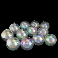 12ct. 4" Clear Iridescent Shatterproof Shiny Christmas Ball Ornaments