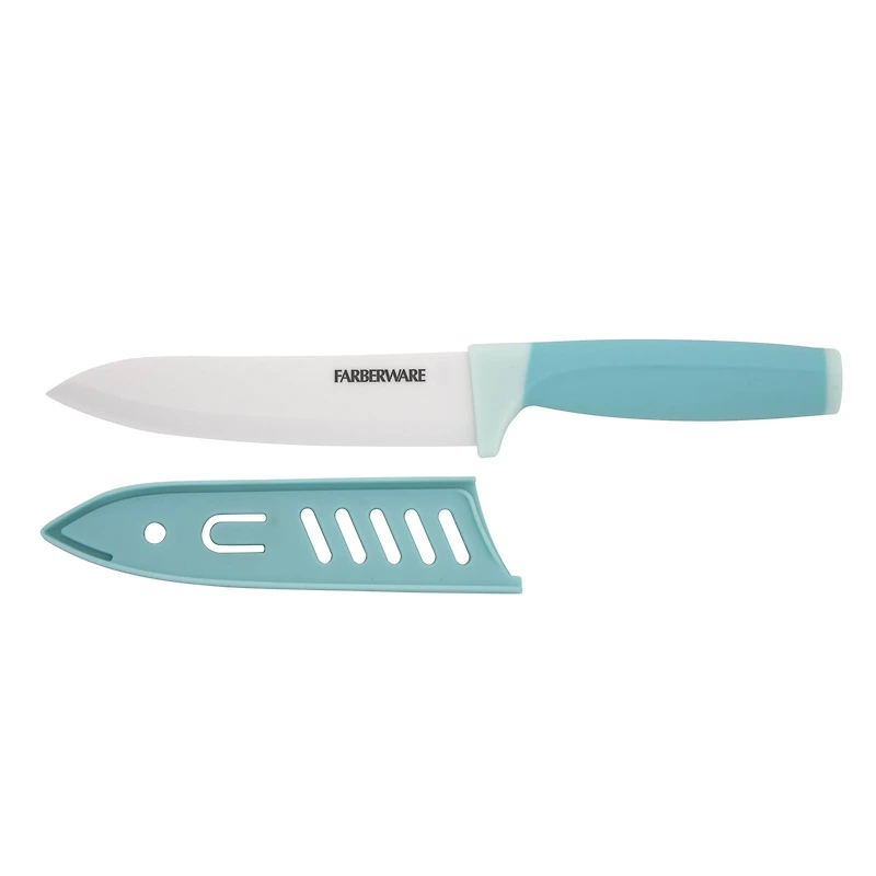 Farberware 6" Aqua Ceramic Chef Knife with Sheath