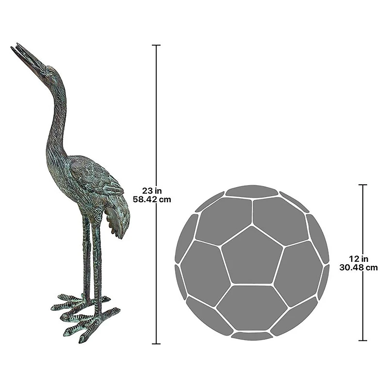 Design Toscano Small Straight Neck Bronze Crane