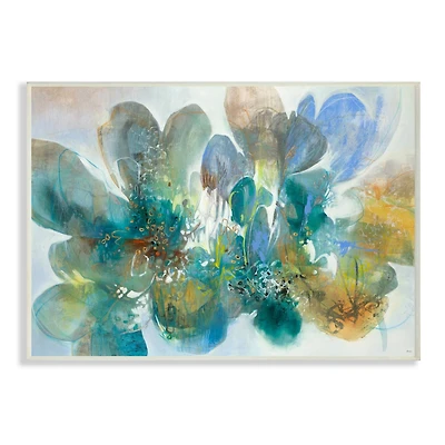 Stupell Industries Blue & Green Painterly Florals Wooden Wall Plaque