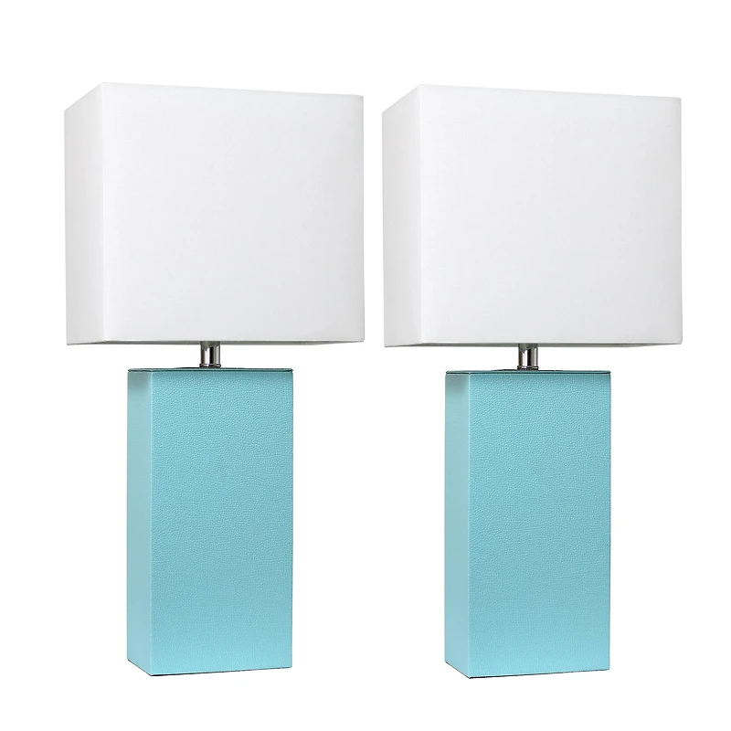 Elegant Designs™ 2 Pack Leather Table Lamps with White Shades