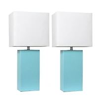 Elegant Designs™ 2 Pack Leather Table Lamps with White Shades