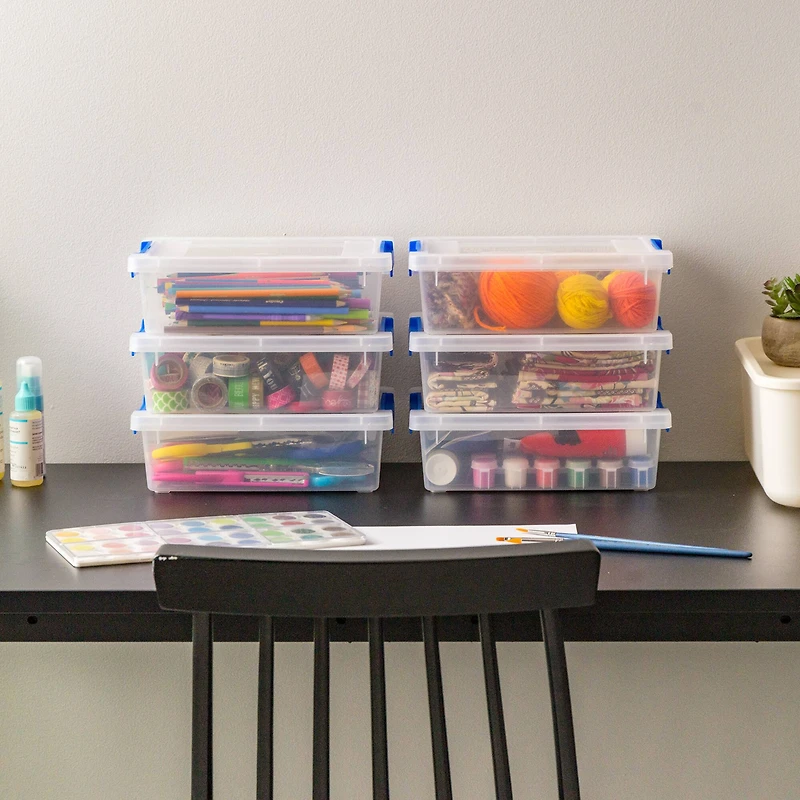 Iris® 2.4 qt. Clear Latching Storage Totes, Set of 6