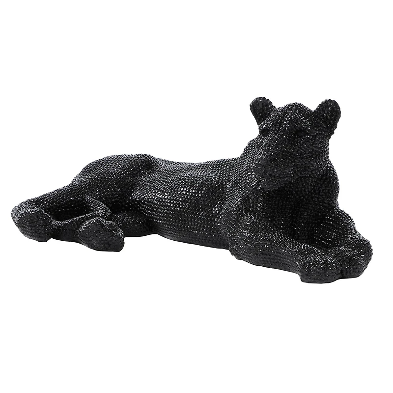 39" Black Glam Leopard Sculpture