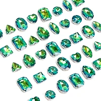 CousinDIY Silver Peridot AB Glass Sew-On Rhinestones, 32ct.