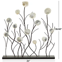 27" Black Metal Floral Sculpture with Capiz Embellishments