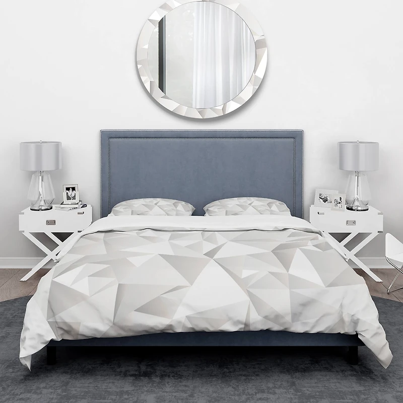 Designart 'White Crumpled Abstract' Scandinavian Bedding Set