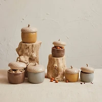 Hello Honey® 3.5" Stoneware Acorn Shaped Jar Set with Lids