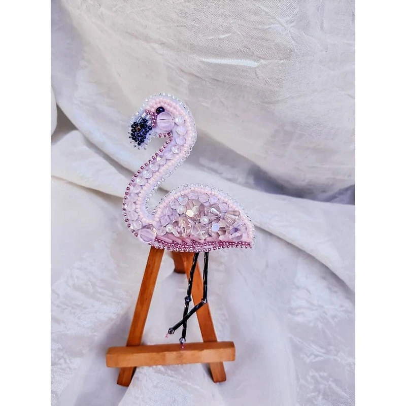 Crystal Art Beadwork Kit For Creating Brooch Flamingo