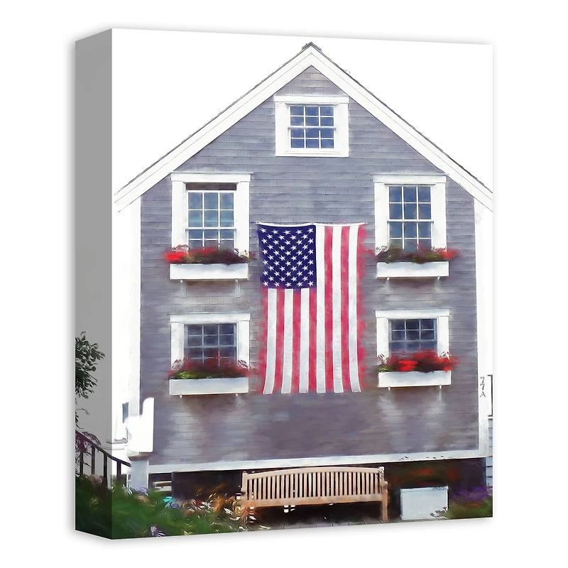 Patriotic Coastal Home Canvas Wall Art
