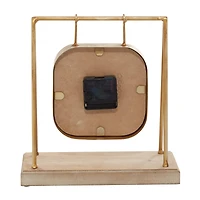 11" Gold Wood Farmhouse Swing Clock