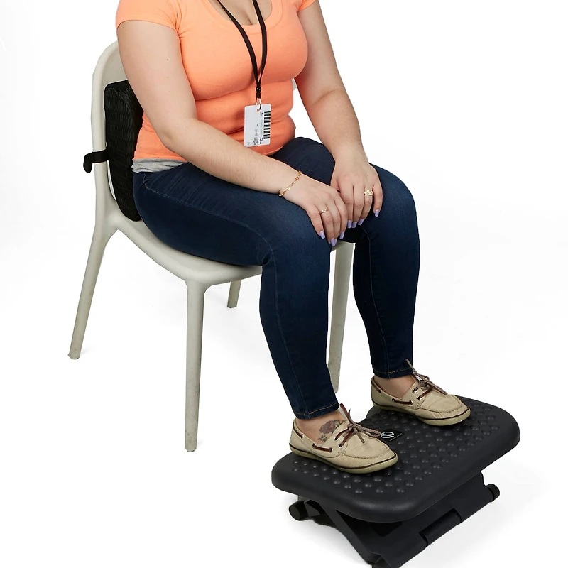 Mind Reader Black Lumbar Support Back Cushion & Foot Rest Set