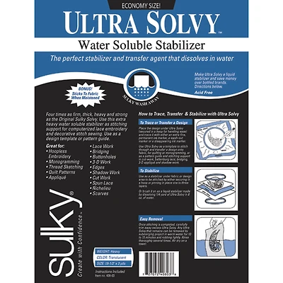 Sulky® Ultra Solvy™ Water-Soluble Stabilizer, 19.5" x 3yd.