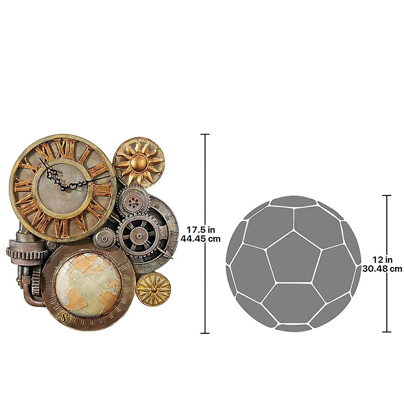 Design Toscano 17.5" Gears of Time Sculptural Wall Clock