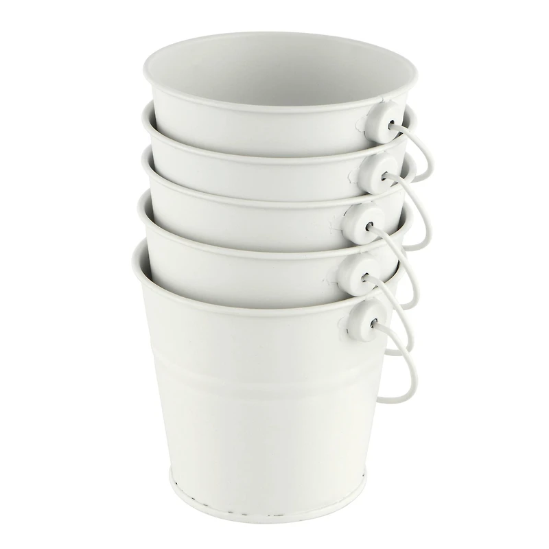 3" White Metal Buckets by Celebrate It™, 5ct.