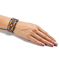 Wonderland Crafts Orange & Yellow Bead Artificial Leather Embroidery Bracelet Kit