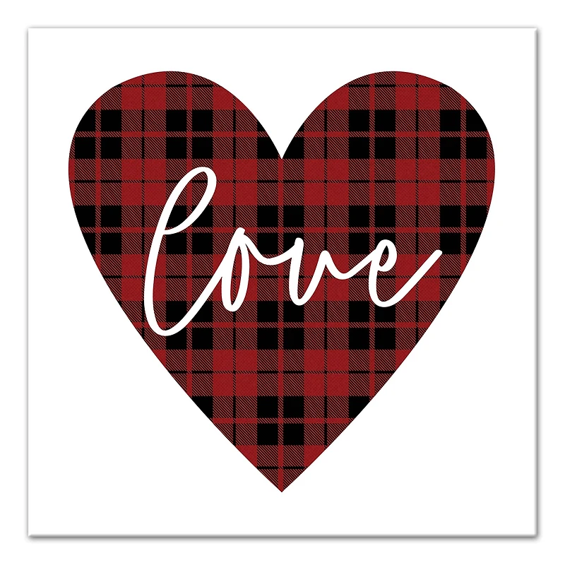 Love Plaid Heart Canvas Wall Art