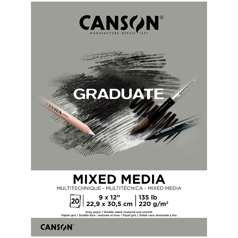 Canson® Graduate Foldover Gray Toned Mixed Media Pad, 9" x 12"