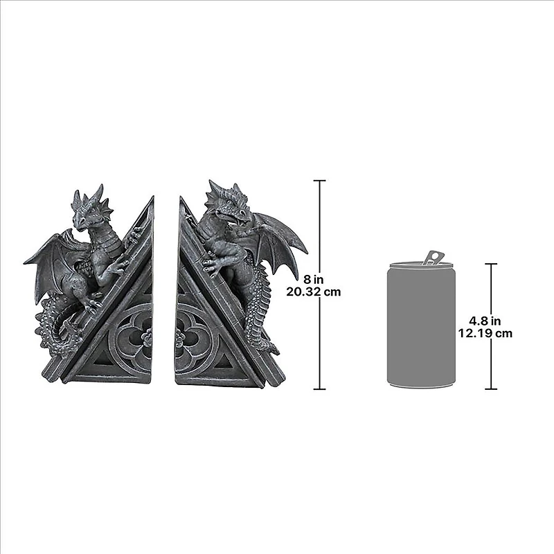 Design Toscano 8" Gothic Castle Dragons Sculptural Bookend Set