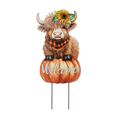 Glitzhome® 29.75" Fall Highland Cow Yard Stake or Wall Decor