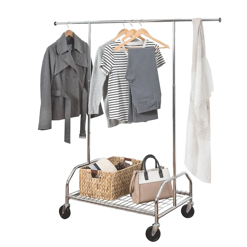 Honey Can Do Rolling Garment Rack w/ Bottom Shelf