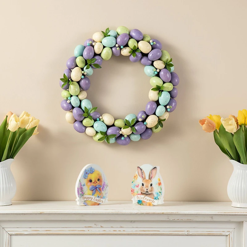 Glitzhome® 18" Easter Purple Hue Eggs Wreath