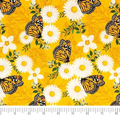 SINGER Orange & Green Butterfly Cotton Fabric