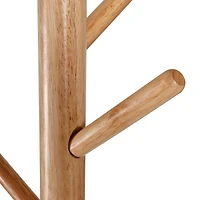 Honey Can Do Black & Natural Wood Modern Freestanding Coat Tree Stand