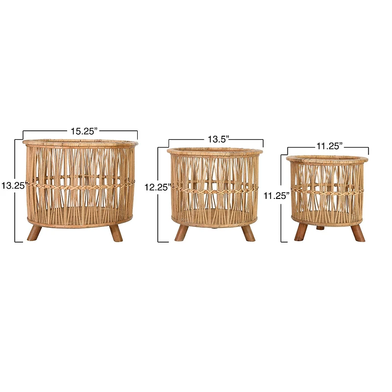Hello Honey® Woven Bamboo Footed Baskets Set