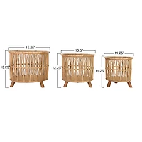 Hello Honey® Woven Bamboo Footed Baskets Set