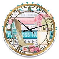 Designart 'Pink Fashion High Heels Ii Glam Wall Clock