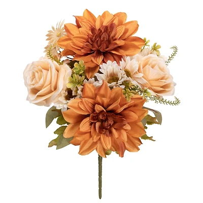 15" Toast Brown & Cream White Dahlia & Rose Mixed Bush by Ashland®