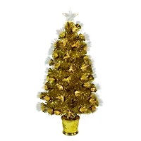 3ft. Pre-Lit Gold Fiber Optic Artificial Christmas Tree, White Lights