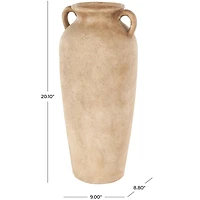20" Brown Antique Ceramic Vase with Handles