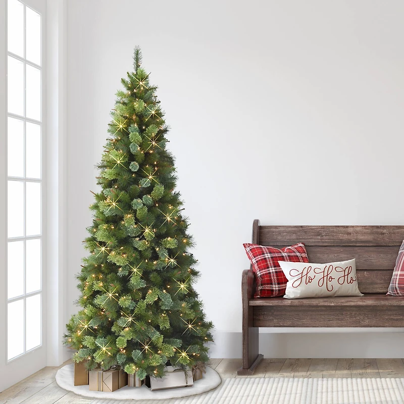 6.5ft. Pre-Lit Slim Portland Artificial Fir Tree, Clear Lights